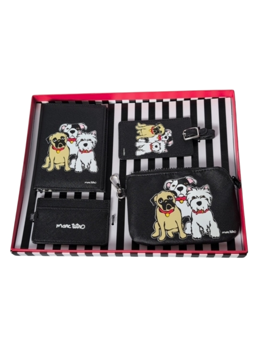 Marc Tetro 4 Piece Travel Set Luggage Tag Passport Case & More Dog Theme